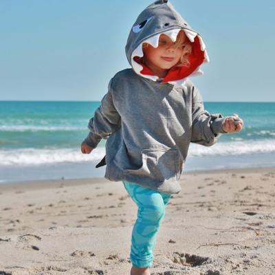 China Hot Sale Shark Shape Kids Cartoon Anti-Shrink Hoodies Spring Organic Baby Hoodies&Sweatshirts Kids Unisex Hoodie Sweatsuit for sale