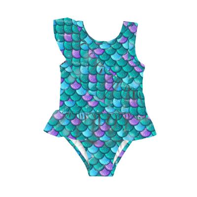 China 2022 Breathable New Beautiful Famous Mermaid Pattern Babies Scale Swimwear Custom Design Kids One Piece Swimsuit for sale