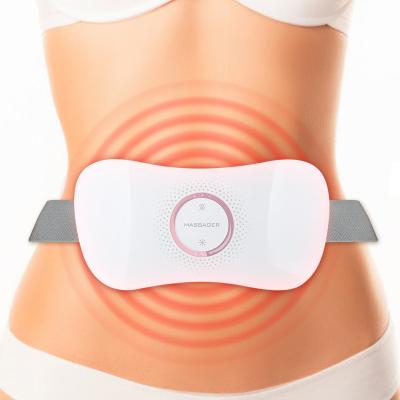 China Warm Portable Rechargeable Electric Menstrual Belt Heating Vibration Usb Palace Wireless Pad Pad For Period Back Pain Relief for sale