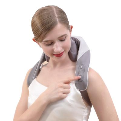 China Vibration +EMS+Hot Compress Back Shoulder and Neck Infrared Kneading Heating Massager for Home and Car Neck Body Back Massager with Fixed Buckle for sale