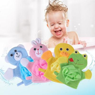 China All Natural Comfortable Baby Bath Sponge Skin Cartoon Dual Use Mitt for sale