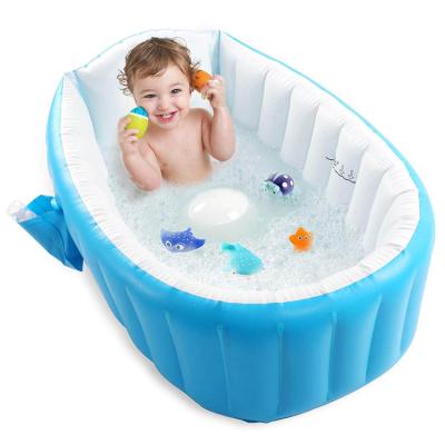 China Portable Inflatable Mini Air Swimming Pool Kid Thick Foldable Infant Toddler Tub Baby Shower Basin With Soft Cushion for sale