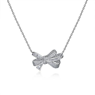 China Simple Classic Vintage Design Womens 925 Silver Inlaid High Carbon Diamond Necklace With Plated 18k Gold for sale