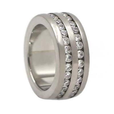 China LR480 Full Eternity CLASSIC Titanium Wedding Rings Channel Set With Titanium CZ Bands for sale