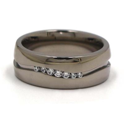 China Wholesale CLASSIC LR598 Channel Setting Titanium Wedding Band for sale