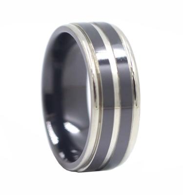 China 2021 New Hot Selling CLASSIC LR334 New Design Unisex Black Zirconium Wedding Band for sale