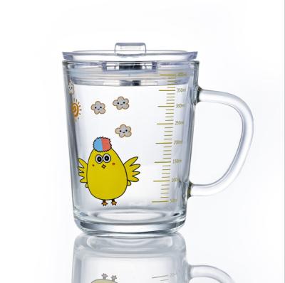 China Daily Life Home Chicken Funny Glass Straw Cup Glass Milk Cup Juice Cup With Handle for sale