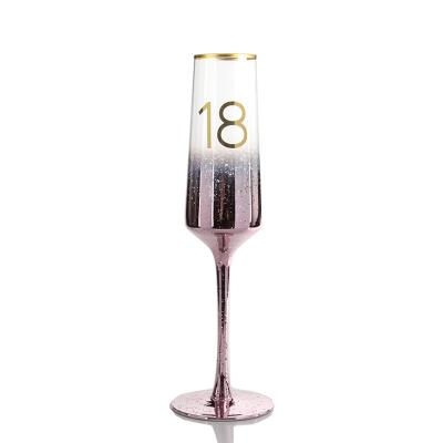 China Sustainbale 18 - 80th Anniversary Gift Champagne Flute Glasses with Gold Foil Decal for sale