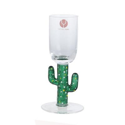 China Cup Viable Custom Green Cartoon Cactus White Wine Cup for sale