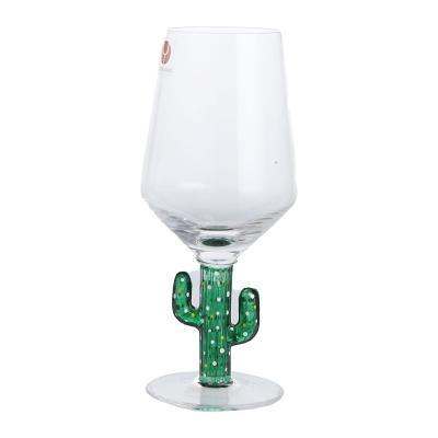 China Viable Custom Mug for Cartoon Green Cactus Tall Wine Glasses for sale