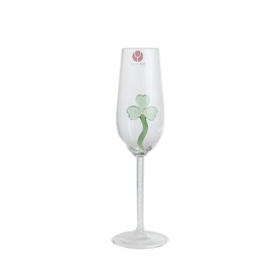 China Custom Sustainable Cartoon Green Shamrock Mug With Champagne Diamond Filled Glass for sale