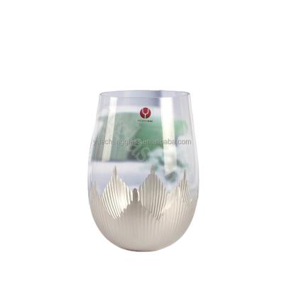 China Viable Etched Color Red Wine Glass for sale