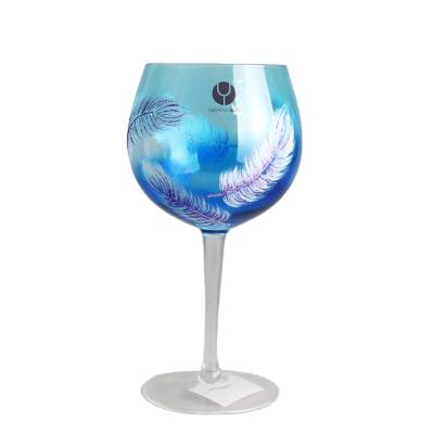 China Sustainable New Design Hand Painted Wine Glass Models Portugal Long Stem Wine Glass for sale