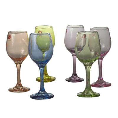 China Viable cheap price machine made wine glass with color glass goblet for sale