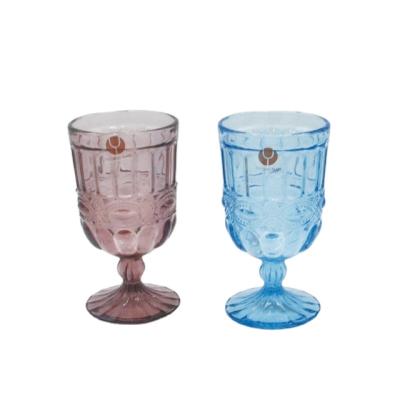 China Viable Factory Direct Wholesale Stem Red Wine Embossed Glass for sale