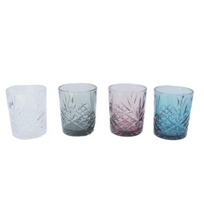 China Viable Solid Color Cups Embossed Glass Drinking Glasses for sale