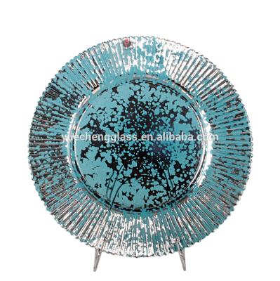 China Sustainable Wholesale New Design Wedding Party Glass Charger Dish For Table Decoration for sale