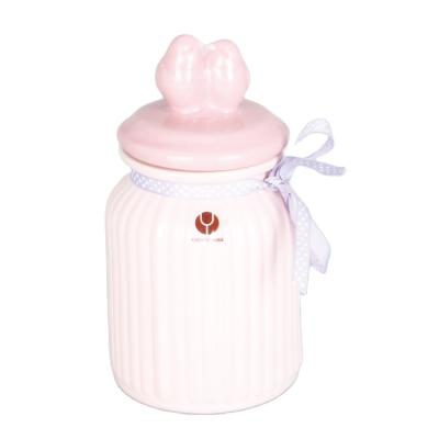 China Sustainable Wholesale Pink Glass Storage Jar With Ceramic Lid Glass Candy Jar for sale