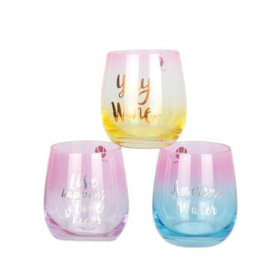 China New Design Home Appliance Wholesale Handmade Colored Stemless Wine Drinking Water Glass Tumbler for sale