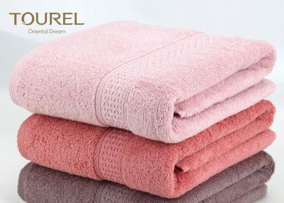 China Printed Logo Face Hand Hotel Bath Towels Pink Or Red Luxury Spa Towels for sale