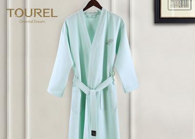 China Pakistan Cotton Hotel Waffle Weave Robe Bright Green / White Spa Robe for sale