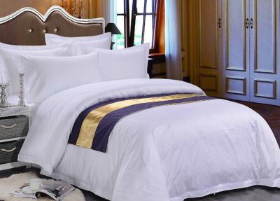 China Pure White Sateen Otel Duvet Bedding With Purple Bed Runner for sale