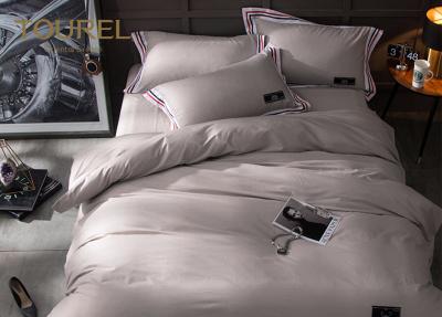 China 100% cotton 5 star stripe jacquard Hotel Quality Bed Linen dark Khaki for sale