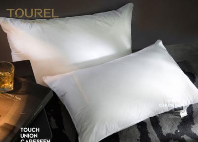 China Washed Goose Down Feather Hotel Comfort Pillows Embroidery Logo for sale