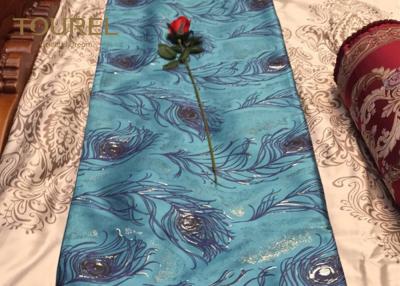 China 100% Polyester Jacquard Hotel Bed Runners Jade Green Comfortable for sale