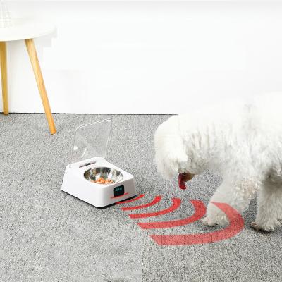 China White Automatic Pet Cat Feeder With A Interactive Automatic Lid for sale