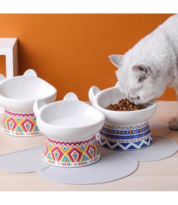 China Viable New Design Customize Pet Feeder Cat Face Shape Bowls Pet Food Bowl Ceramic Pet Bowl for sale