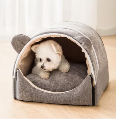 China Keep Warm Keep Warm Pet Cages and Houses for Pets , Gray Blue Fabric Luxury Pet House for sale