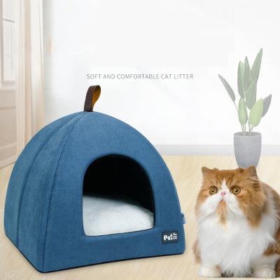 China Small Pet Dog Bed Winter Small Animal Bed Sustainable Washable Warm Cat Cave Cute Mini Pet Room for sale