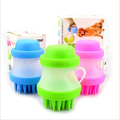 China Sustainable High Quality Soft Dog Bath Brush Dog Massage Brush Shampoo Dispenser for sale