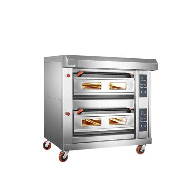 China Good Factory Price Commercial Style Commercial 2 Decks 4 Trays LPG Gas Pizza Supply Luxury Bakery Oven With Steam Function for sale