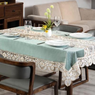 China Luxury High Quality Dustproof Lace Table Cloth Wedding Decor Velvet Table Cloth for sale