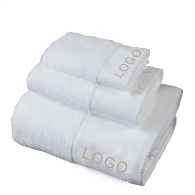 China Antimicrobial Custom Printing Logo Cotton Set ODM Service Towels White 100% Cotton Hotel for sale