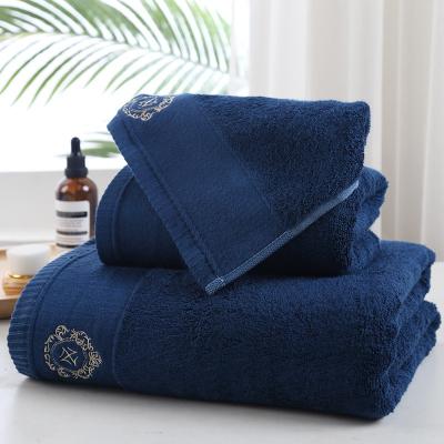 China Soft Custom Logo Embroidered Cotton Towel Set Bathroom for sale