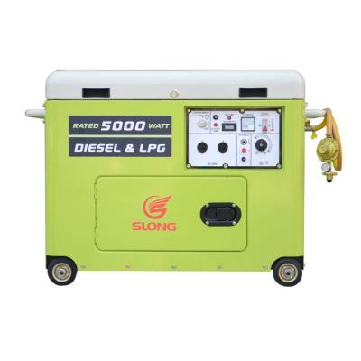 China Slong DNG6500LDE-LPG 5K DUAL FUEL Silent Generator (LPG&Diesel) 16L GENERATOR for sale