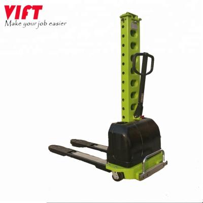 China Hot Selling 500kg Small Portable Semi Electric Stacker 12v/45ah Pallet Stacker With 800-1300mm Lift Height 500kg for sale