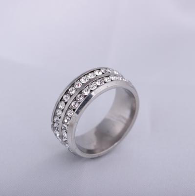 China CLASSIC Stainless Steel Double Diamond Ring Fashion Titanium Steel Ring For Women for sale