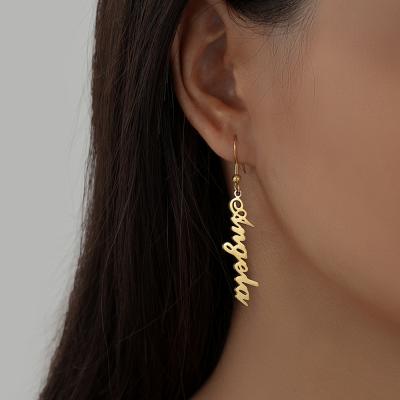 China FASHIONABLE NEULRY Personalized English Alphabet Name Jewelry Summer Custom Gold Plated Fashion Earrings for sale