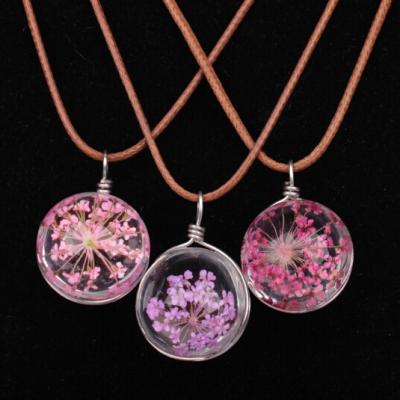 China Cute Creative Gemstone Dandelion Dried Seeds Transparent Glass Dry Flower Dandelion Crystal Ball Pendant Necklace for sale