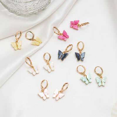 China NEULRY Central Institute of Statistics Cute Wholesale Hot Selling Sweet Acrylic Alloy Butterfly Stud Earrings For Women for sale