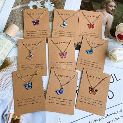 China FASHIONABLE Wholesale Creative Multiple Colors Cute Animal Shape Paper Card Soft Yellow Pink Butterfly Necklace for sale