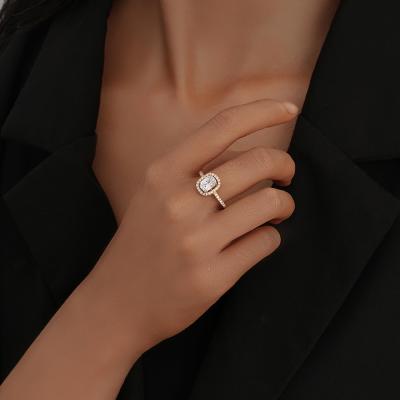 China NEULRY Cute Fashion Trend Copper 18k Gold Square Wedding Women Micro-set Diamond Ring for sale