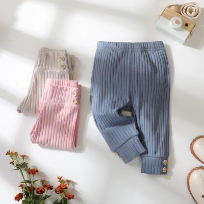 China Anti-Wrinkle Baby / Boy Button Design Ribbed Elasticized Pants for sale