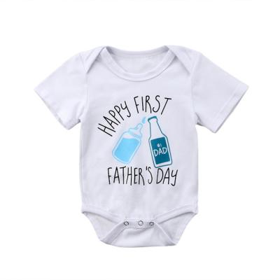 China MIOZING Polyester/Cotton Happy Father's Day First Twins Baby Boy Girls Romper Fashion Summer Short Sleeve Jumpsuit Casual Father's Day Best Pres for sale