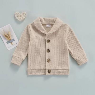 China MIOZING 0-3Y Autumn Baby Boy Girl Sweater Wool/Nylon Jacket Tops Long Sleeve Solid Color Turn Down Collar Cardigan Outwear for sale