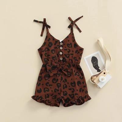 China MIOZING 0-24M Fashion Baby Girl Summer Lovely Rompers Leopard Printing V Neck Strap Overalls Sleeveless Outfits for sale